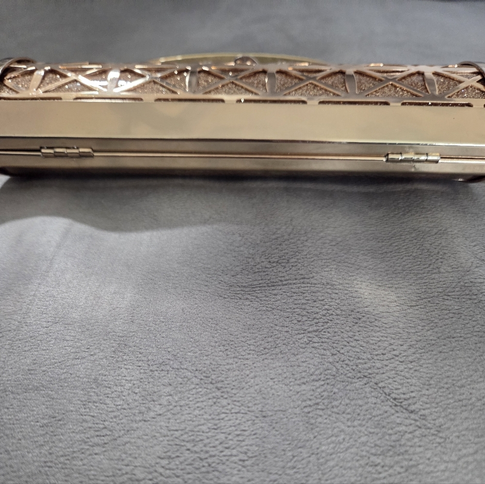 Gold Rhinestone Evening GLAM Clutch Bag Formal Party Wedding - Picture 3 of 14